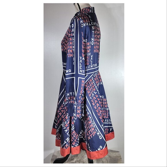 VALENTINO Mock-neck Long-sleeve Puzzle-print Midi Dress Womens Size 12 $5030 - Picture 5 of 9